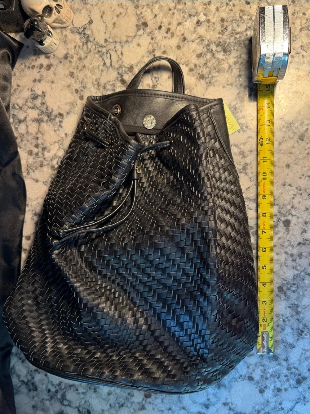 Deux lux Black Woven Drawstring Backpack